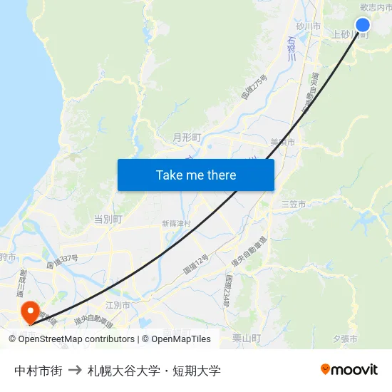 中村市街 to 札幌大谷大学・短期大学 map