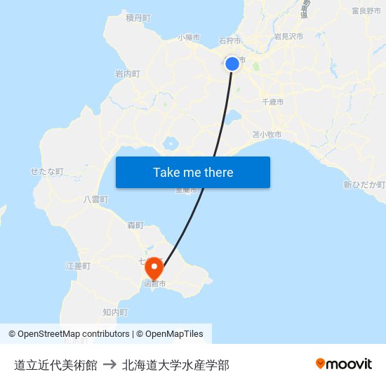 道立近代美術館 to 北海道大学水産学部 map