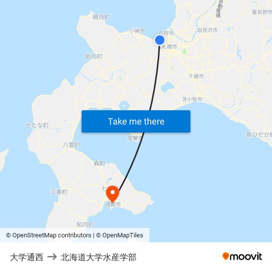 大学通西 to 北海道大学水産学部 map