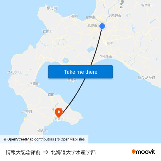 情報大記念館前 to 北海道大学水産学部 map