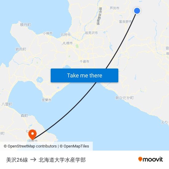 美沢26線 to 北海道大学水産学部 map