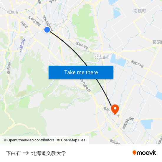 下白石 to 北海道文教大学 map