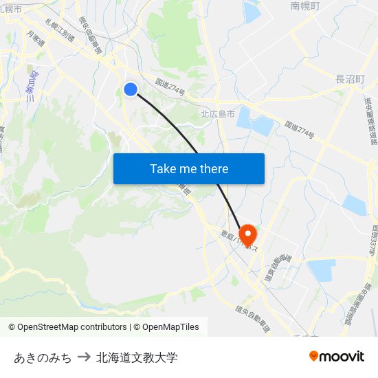 あきのみち to 北海道文教大学 map