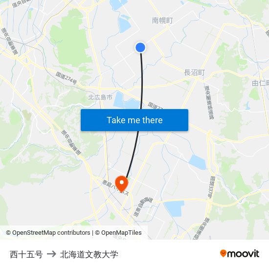西十五号 to 北海道文教大学 map