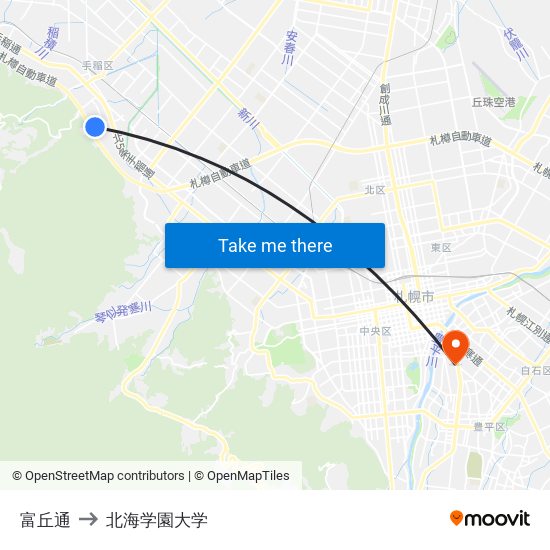 富丘通 to 北海学園大学 map