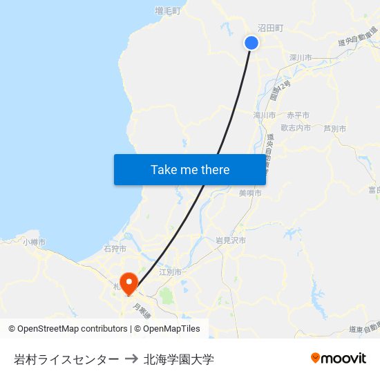 岩村ライスセンター to 北海学園大学 map