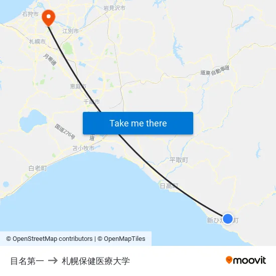 目名第一 to 札幌保健医療大学 map