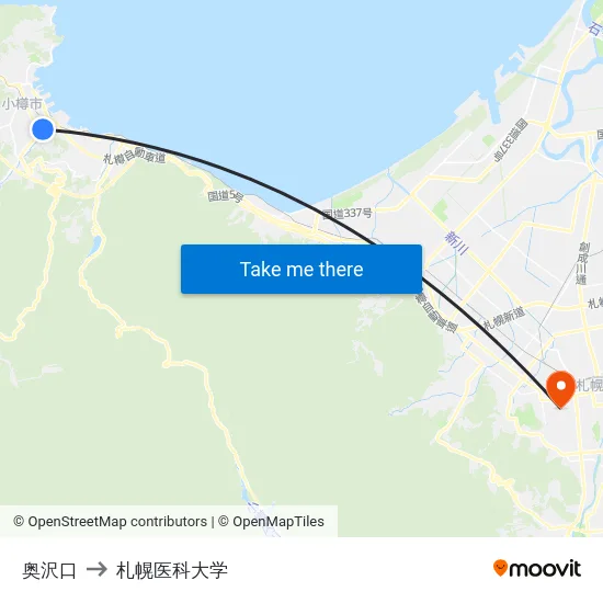 奥沢口 to 札幌医科大学 map