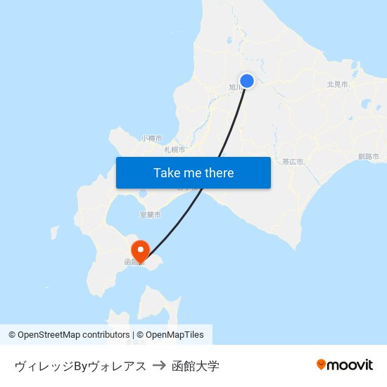 ヴィレッジByヴォレアス to 函館大学 map