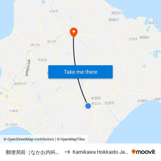 郵便局前［なかお内科前］ to Kamikawa Hokkaido Japan map