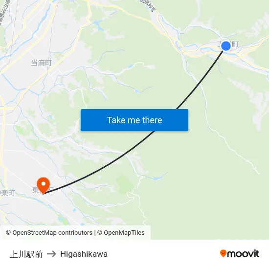 上川駅前 to Higashikawa map