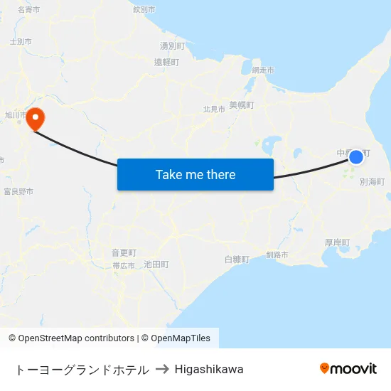 トーヨーグランドホテル to Higashikawa map