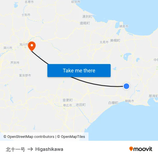 North 11-go to Higashikawa map