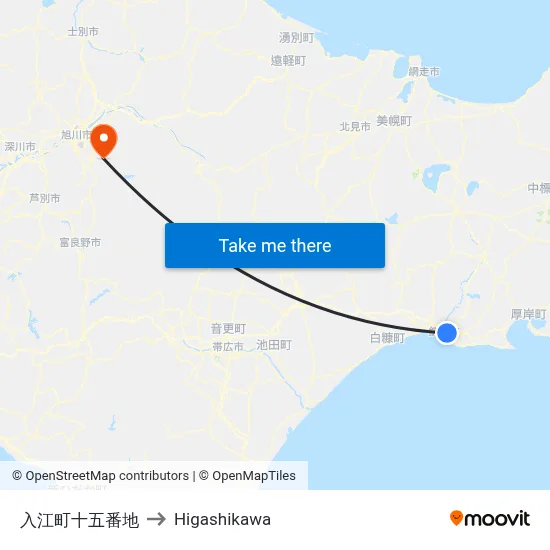 Irie-cho 15-banchi to Higashikawa map
