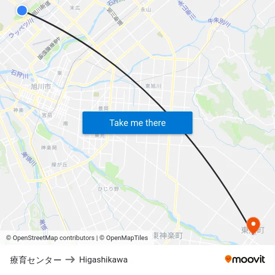 療育センター to Higashikawa map