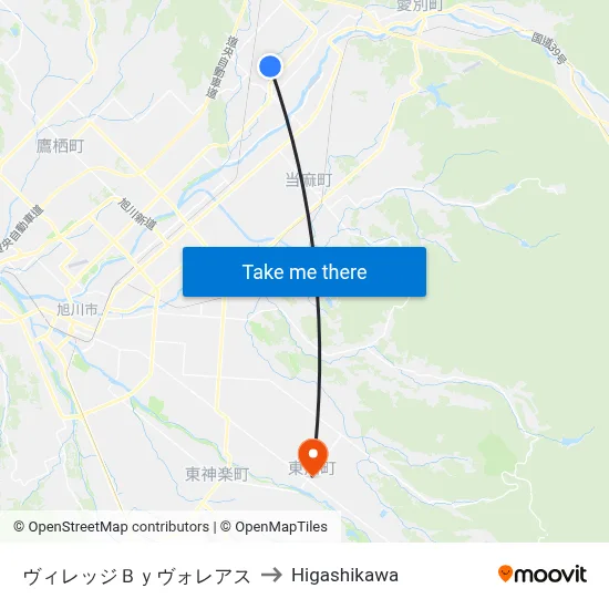 ヴィレッジＢｙヴォレアス to Higashikawa map