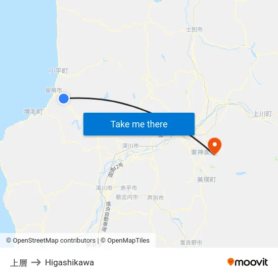 上層 to Higashikawa map