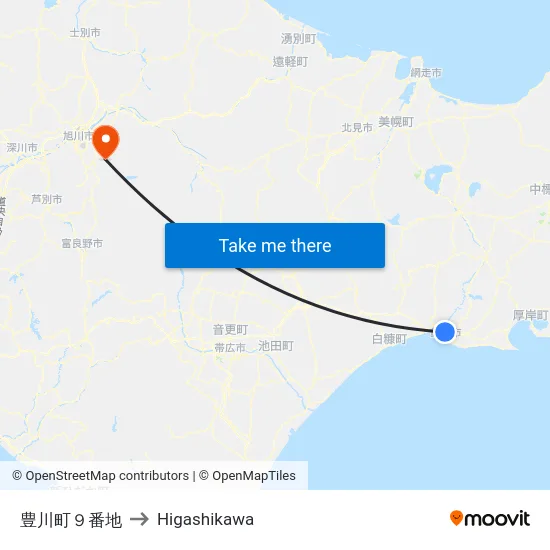 豊川町９番地 to Higashikawa map