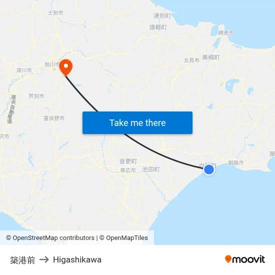 築港前 to Higashikawa map