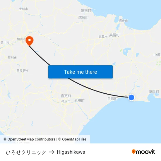 ひろせクリニック to Higashikawa map