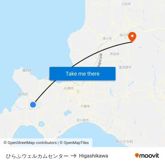 ひらふウェルカムセンター to Higashikawa map