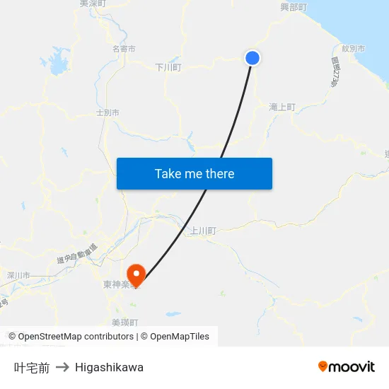 叶宅前 to Higashikawa map