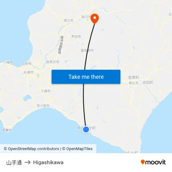 Yamate Street to Higashikawa map