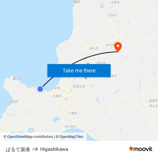ぱるて築港 to Higashikawa map