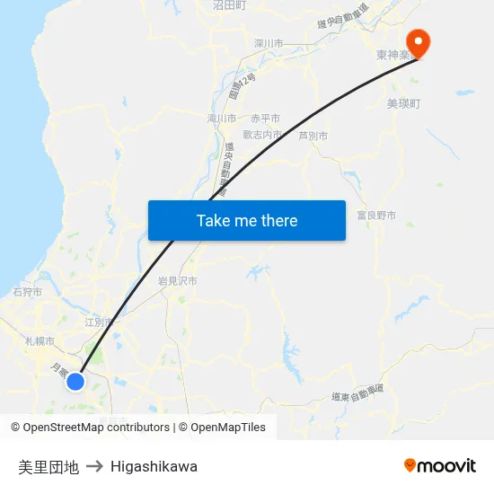 Misato Complex to Higashikawa map