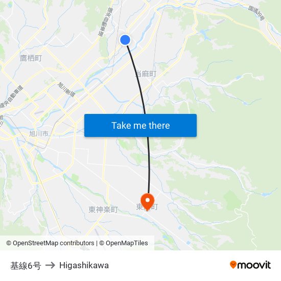基線6号 to Higashikawa map