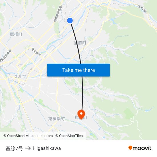 基線7号 to Higashikawa map