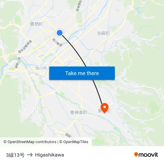 3-sen 13-go to Higashikawa map