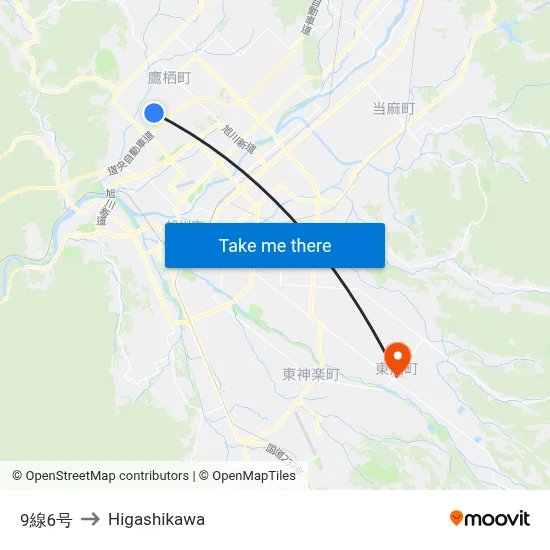Line 9-6 to Higashikawa map