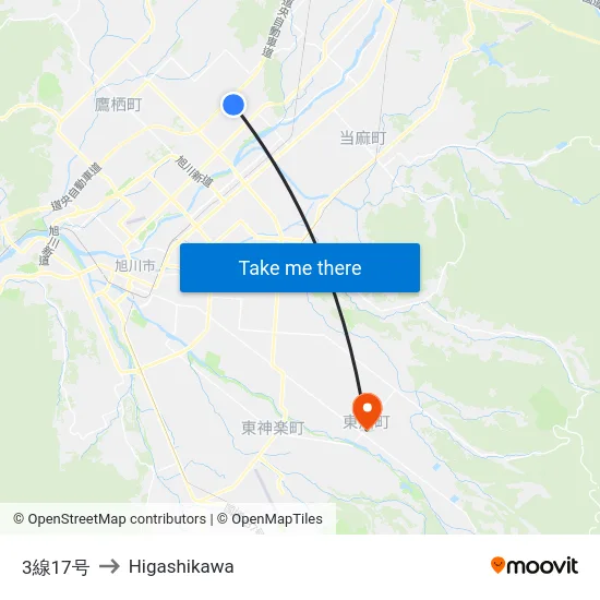 3線17号 to Higashikawa map