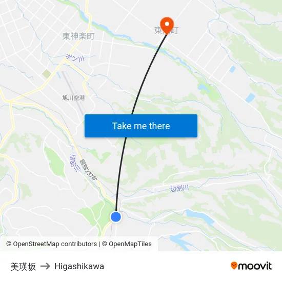 Biei Slope to Higashikawa map