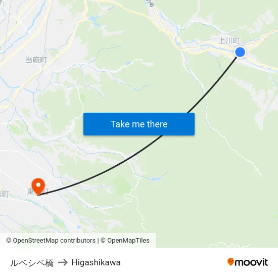 ルベシベ橋 to Higashikawa map