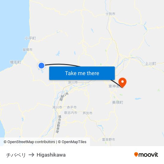 チバベリ to Higashikawa map