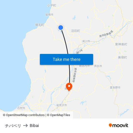 チバベリ to Bibai map
