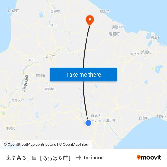 東７条６丁目［あおばＣ前］ to takinoue map