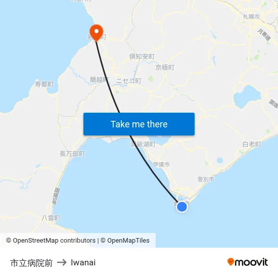 City Hospital to Iwanai map