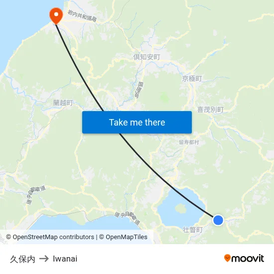 久保内 to Iwanai map