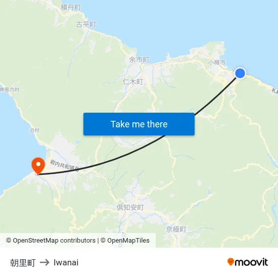 Asari-cho to Iwanai map
