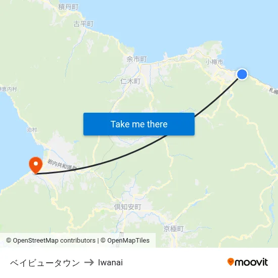 Bay View Town to Iwanai map