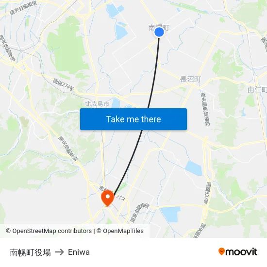 南幌町役場 to Eniwa map