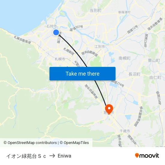 イオン緑苑台Ｓｃ to Eniwa map