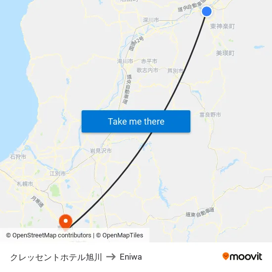 クレッセントホテル旭川 to Eniwa map