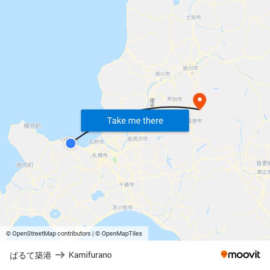 ぱるて築港 to Kamifurano map