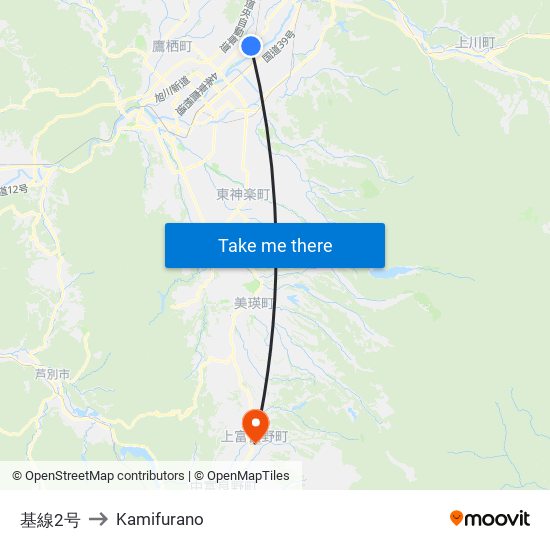 基線2号 to Kamifurano map