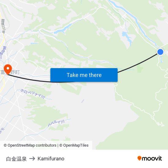 白金温泉 to Kamifurano map