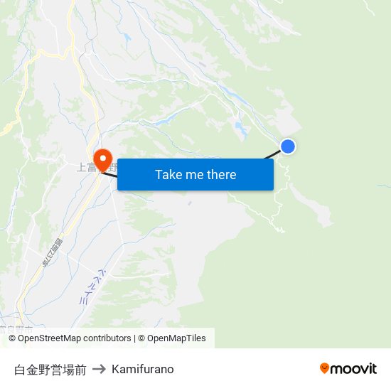 白金野営場前 to Kamifurano map